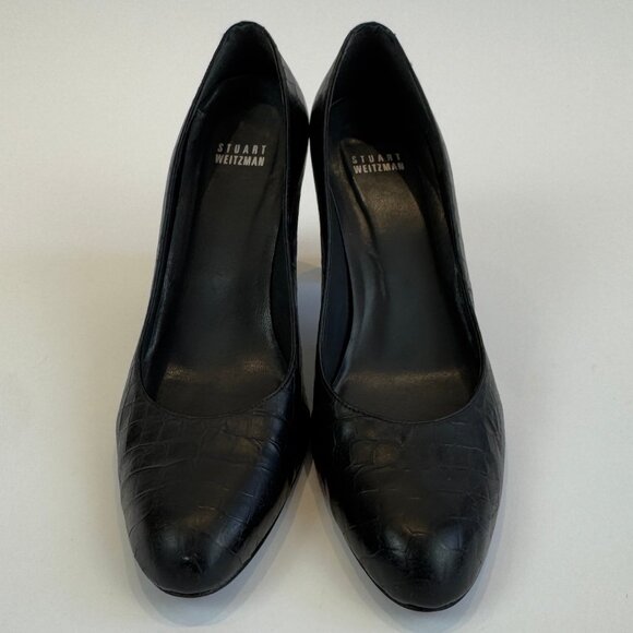 Stuart Weitzman Black Snake-Embossed Court Shoes, 9 1/2 M - Picture 2 of 16